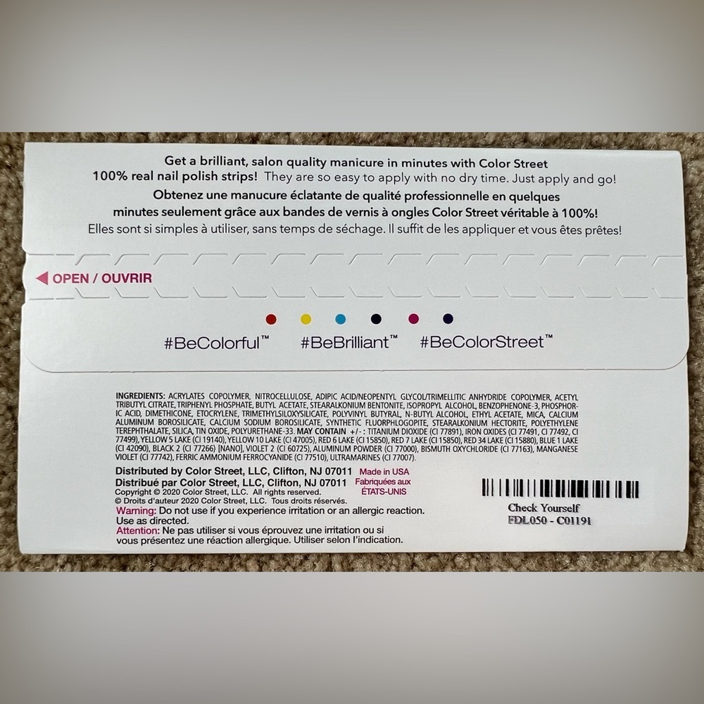 Unopened Color Street nail strips Check Yourself - Picture 3 of 3
